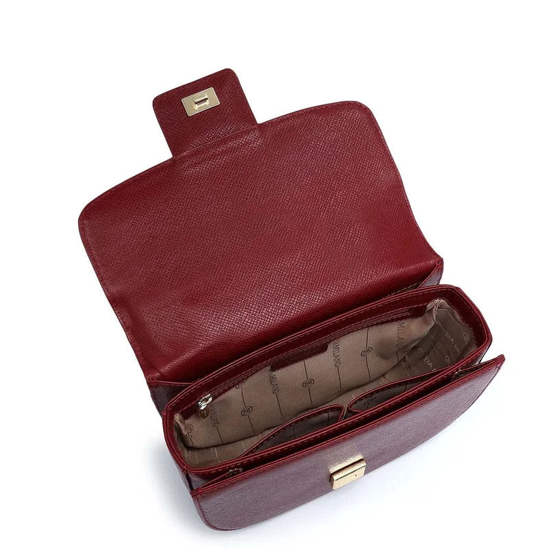 Da Milano Cherry Small Franzy Leather Satchel - Cherry for Women | Best Price UAE